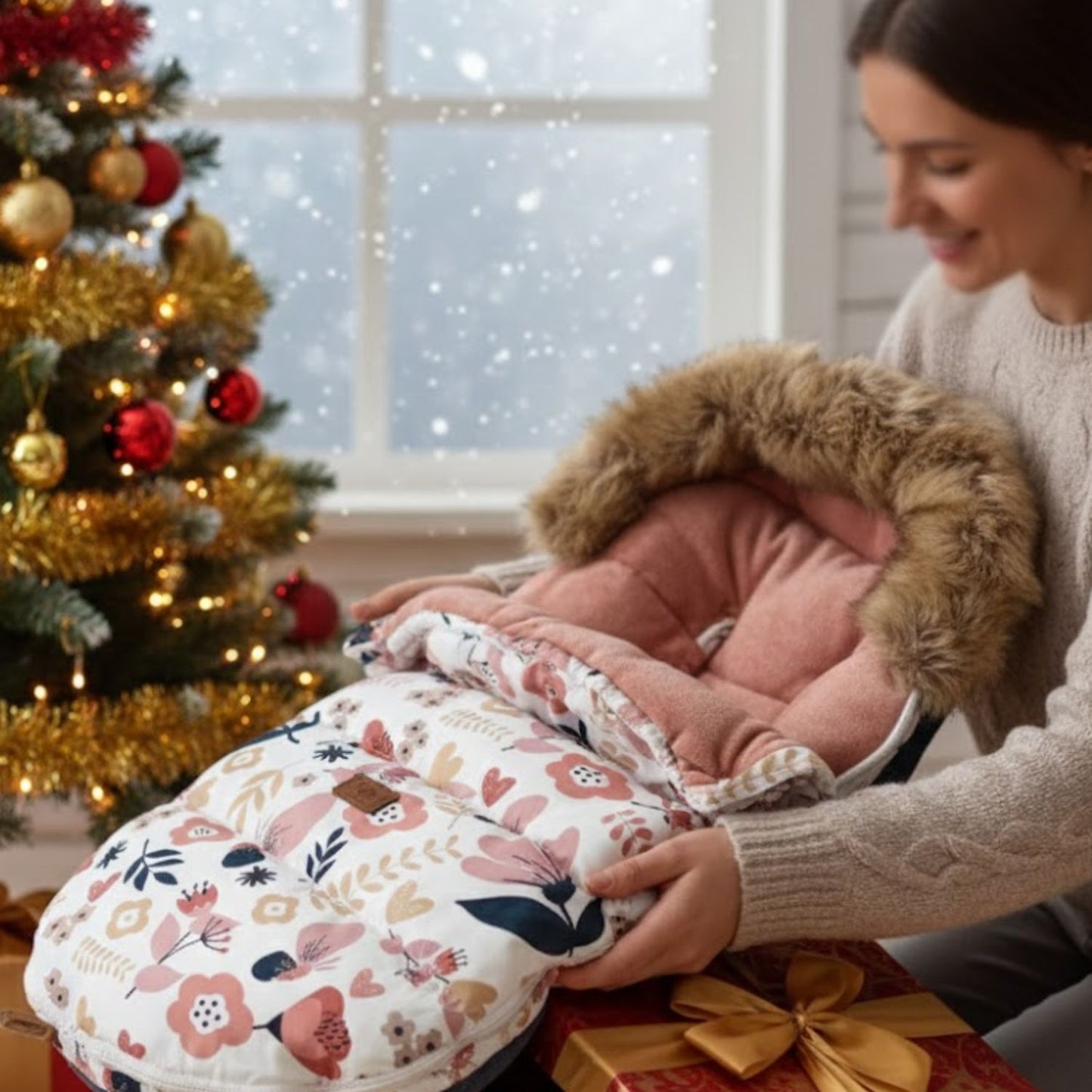Chancelière poussette à fleurs