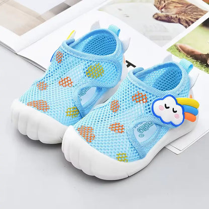 Chaussures en Maille Respirante pour Bébé - chaussures bleues arc en ciel