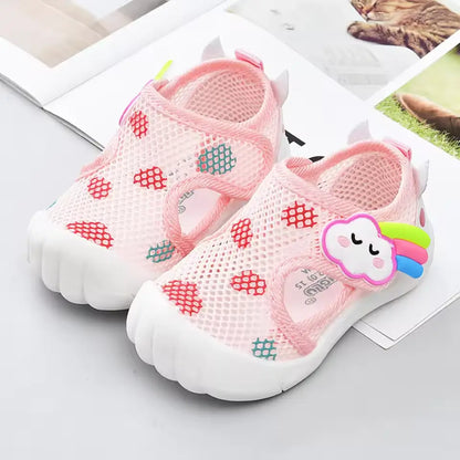 Chaussures en Maille Respirante pour Bébé - chaussures roses arc en ciel