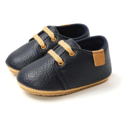 Chaussures en Cuir pour Bébé Bleu nuit - Mon Adorable Bébé