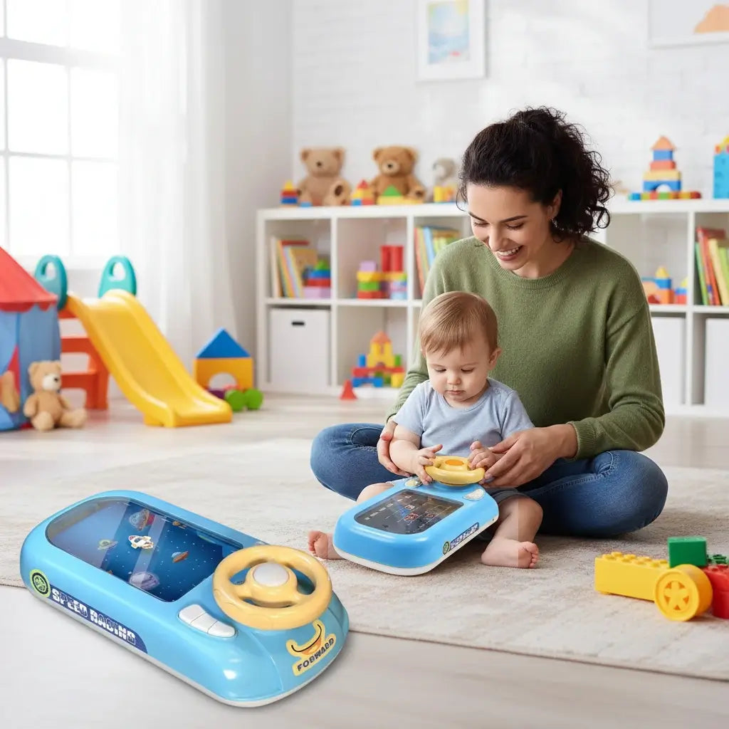 Circuit voiture enfant avec volant  interactif Espace maman bébé