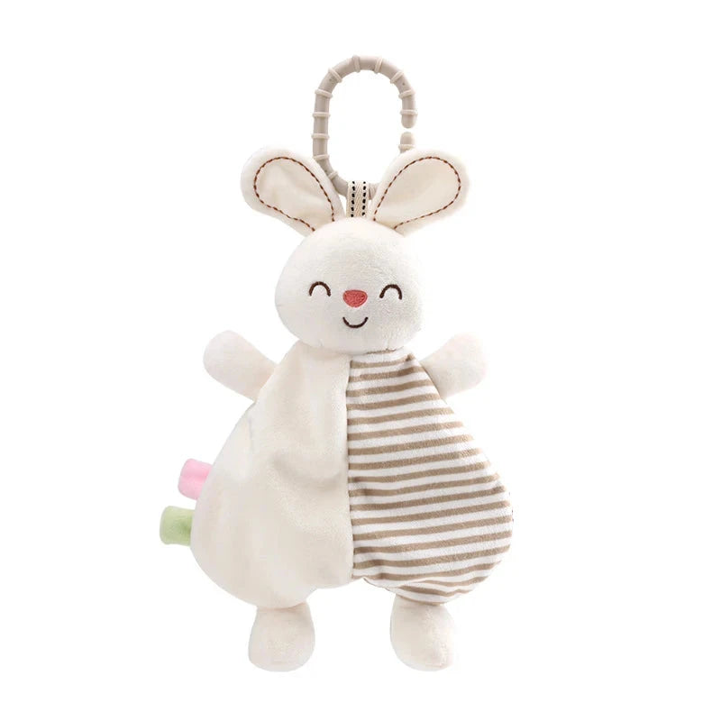 Doudou-bebe-en-peluche-à-motifs d'animaux-lapin