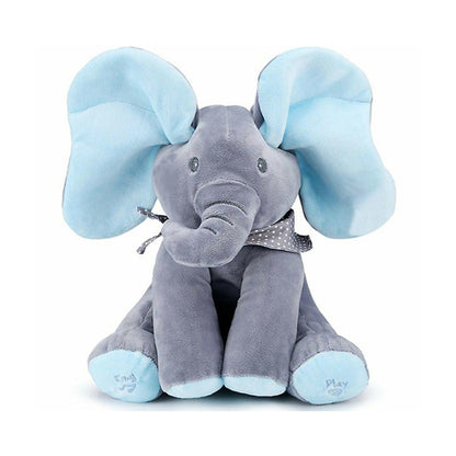 Éléphant Cache-Cache Musical aux Oreilles Magiques Bleu - Mon Adorable Bébé