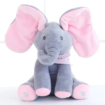 Éléphant Cache-Cache Musical aux Oreilles Magiques Rose - Mon Adorable Bébé