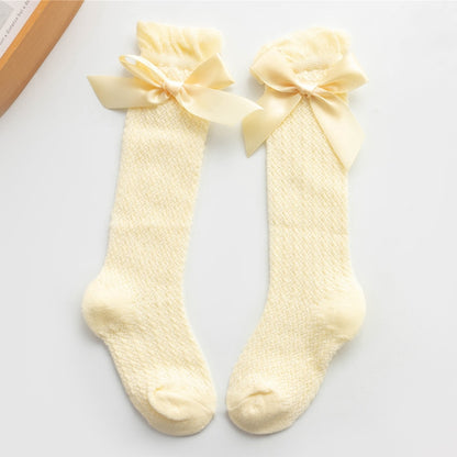 Chaussettes Hautes à Papillon pour Bébé Fille Jaune - Mon Adorable Bébé