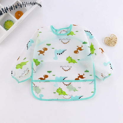 Bavoir Bébé Imperméable à Manches Longues avec Adorables Motifs pour Enfants Dinosaurs - Mon Adorable Bébé