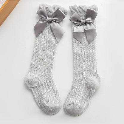 Chaussettes Hautes à Papillon pour Bébé Fille Gris - Mon Adorable Bébé
