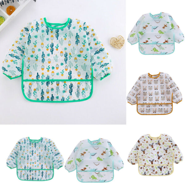 Bavoir Bébé Imperméable à Manches Longues avec Adorables Motifs pour Enfants - Mon Adorable Bébé