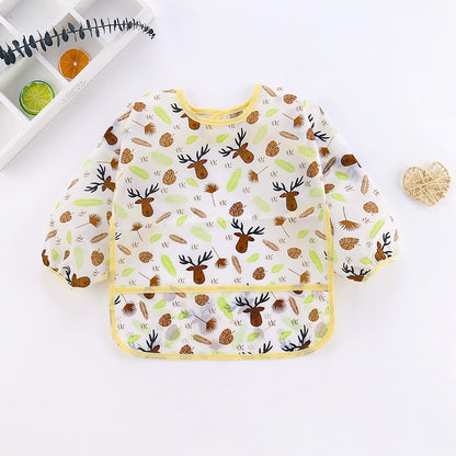 Bavoir Bébé Imperméable à Manches Longues avec Adorables Motifs pour Enfants Cerf - Mon Adorable Bébé