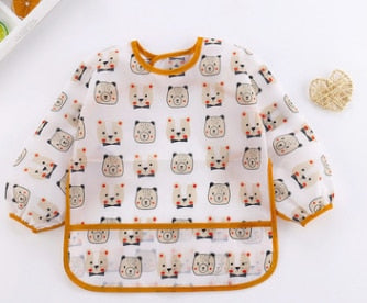Bavoir Bébé Imperméable à Manches Longues avec Adorables Motifs pour Enfants Ours - Mon Adorable Bébé
