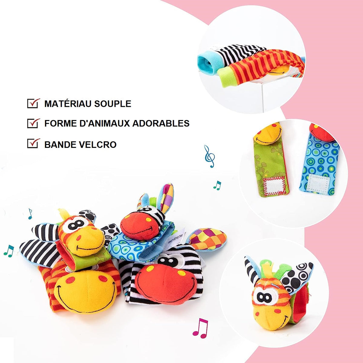Like-Chaussettes Et Bracelets Pour Hochets Pour Bébés Animaux Son Like-Chaussettes Et Bracelets Pour Hochets Pour Bébés Animaux Son
