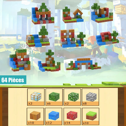 Jeu de Blocs magnetiques 64 pieces