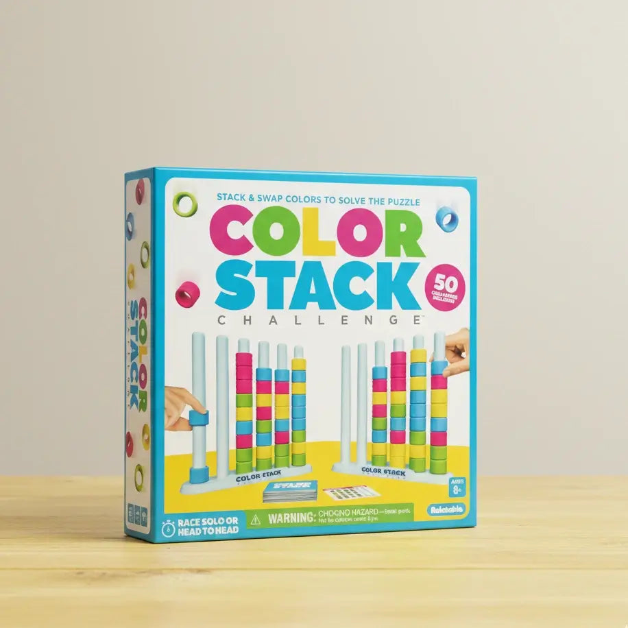 Jeu de défi Color Stack pour adultes, jeu de puzzle empilable aux couleurs rapides pour 2 joueurs, casse-tête de table avec support en bois, anneaux et cartes (L Jeu de défi Color Stack pour adultes, jeu de puzzle empilable aux couleurs rapides pour 2 joueurs, casse-tête de table avec support en bois, anneaux et cartes (L