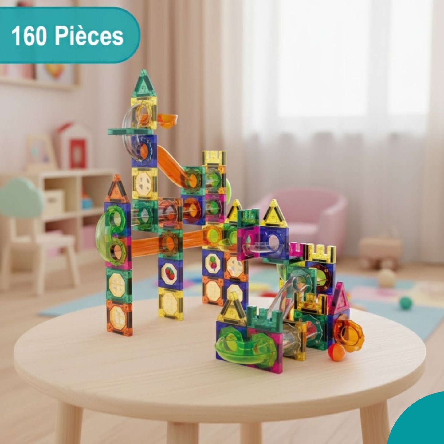 Jeu aimanté de construction avec Circuit à billes | Magnetrix