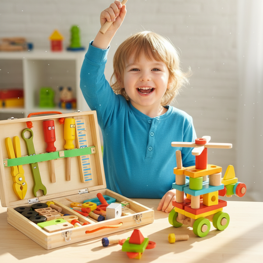 Jeu de construction en bois boîte à outils enfants | ToolBox
