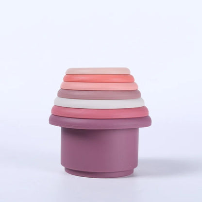 Jeu de construction tasses empilables en silicone | EduTower