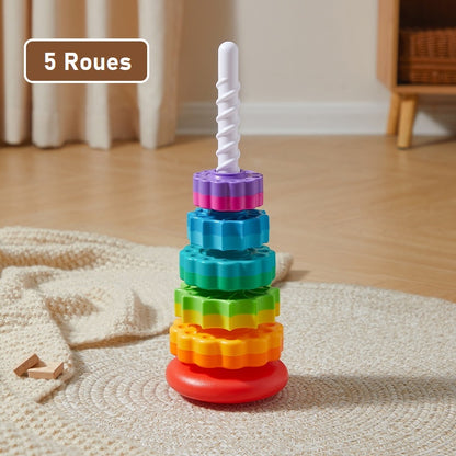 Jouet Empilable de Roue Tournante Arc-en-ciel 5 Roues - Mon Adorable Bébé