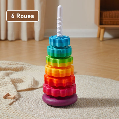 Jouet Empilable de Roue Tournante Arc-en-ciel 6 Roues - Mon Adorable Bébé