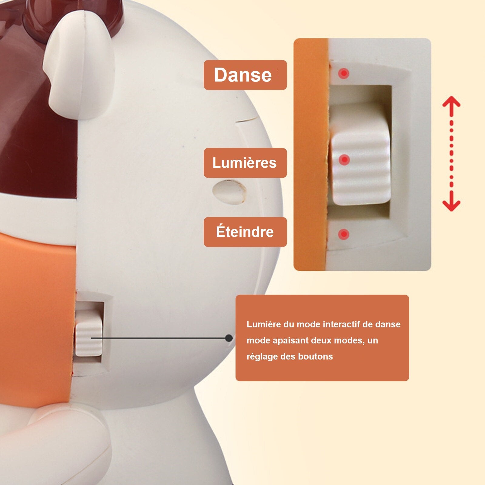 Jouet Vache Danseuse bouton d'alimentation