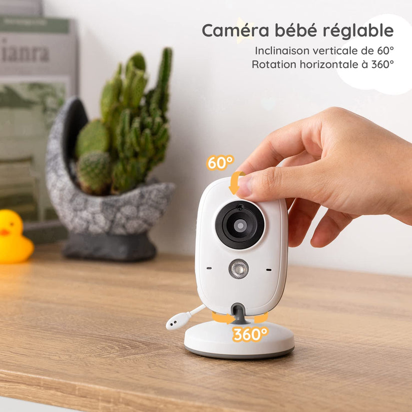 Support De Sol Pour Moniteur Bébé Lollipop - Hauteur 1,5 M, Tête Flexible En Silicone - Installation Sans Outil, Stable - Blanc