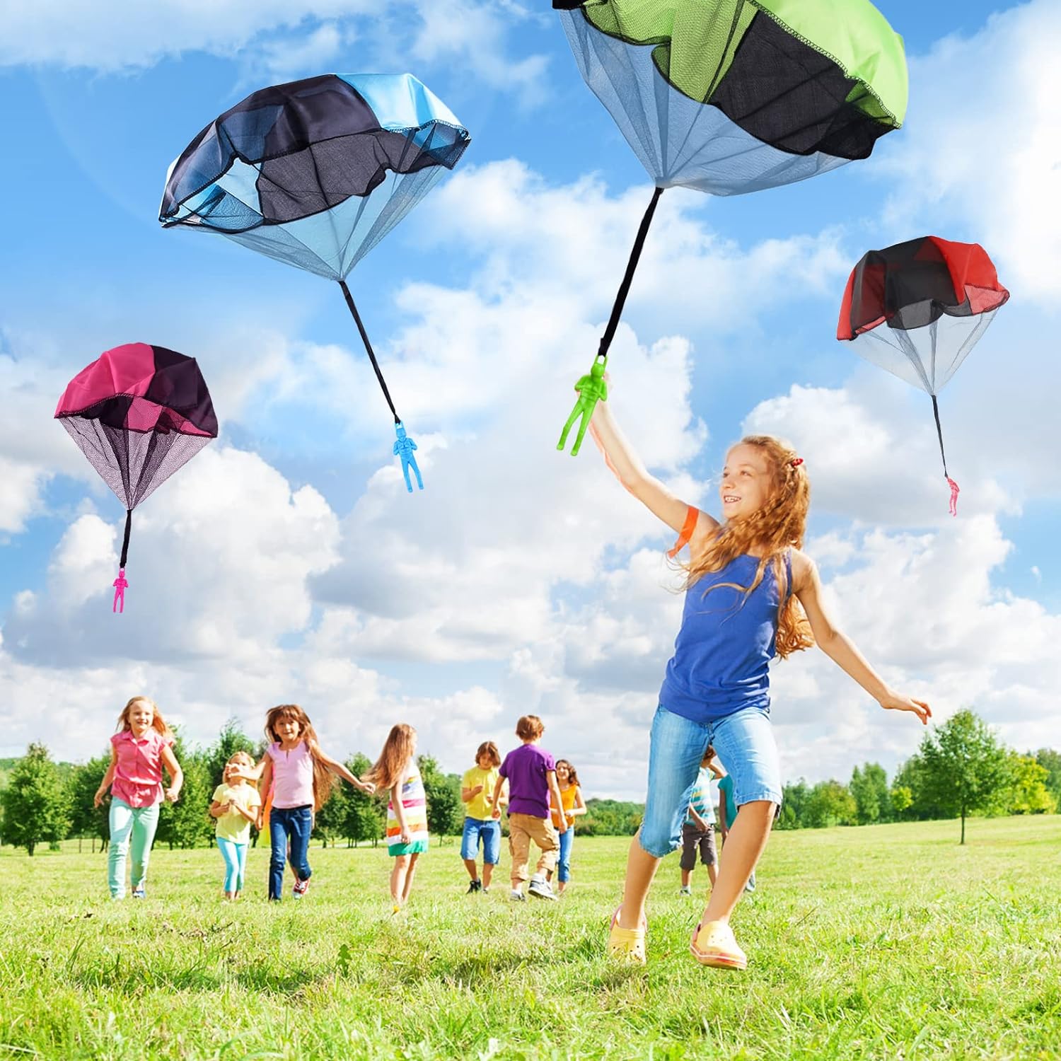 10 Parachutes Jouets Pour Enfants - Parachutes à Lancer Main, Jeux De Plein Air Colorés, Cadeau Enfant