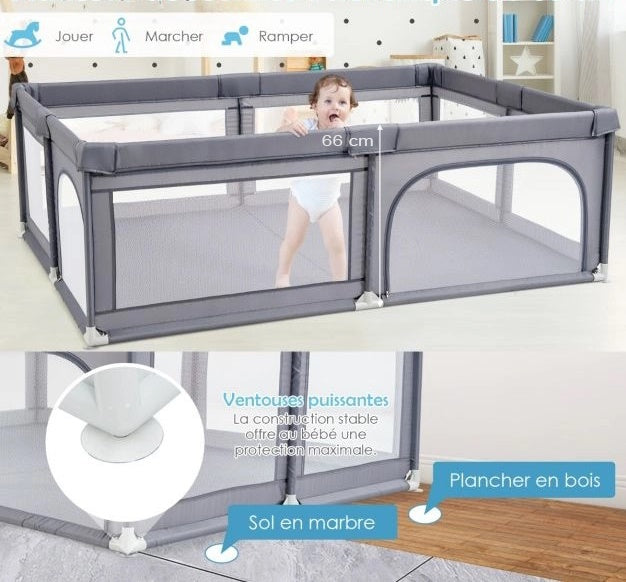 Parc Bébé Pliable avec Tapis Amovible - Mon Adorable Bébé