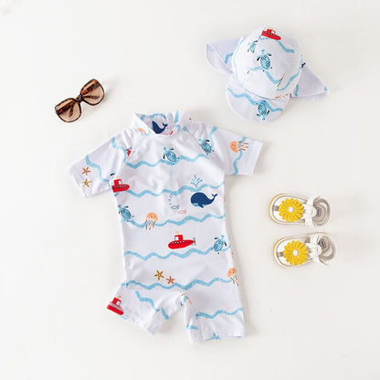 Combinaison Anti Uv Bébé pour Garçon et Fille à Motif d'Animaux Animaux marins - Mon Adorable Bébé