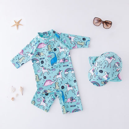 Combinaison Anti Uv Bébé pour Garçon et Fille à Motif d'Animaux Licorne et dinausores - Mon Adorable Bébé