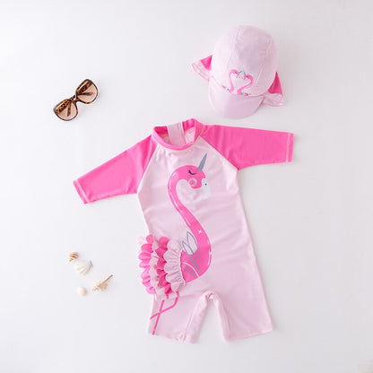 Combinaison Anti Uv Bébé pour Garçon et Fille à Motif d'Animaux Flamant Rose - Mon Adorable Bébé