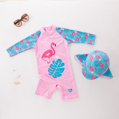 Combinaison Anti Uv Bébé pour Garçon et Fille à Motif d'Animaux Flamant Rose - Mon Adorable Bébé