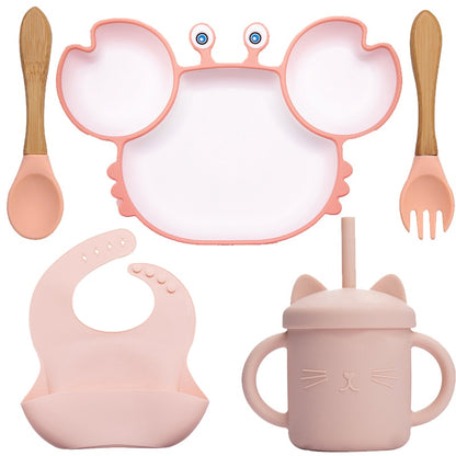 Kit Repas Bébé en Forme de Crabe Rose - Mon Adorable Bébé