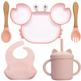 Kit Repas Bébé en Forme de Crabe Rose - Mon Adorable Bébé