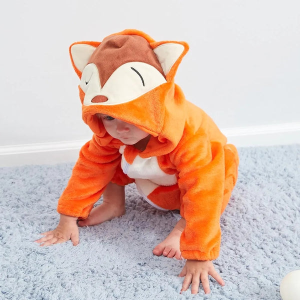 Barboteuse Bébé à Capuche avec Motifs d'Animaux Adorables Renard - Mon Adorable Bébé