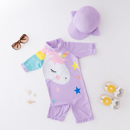 Combinaison Anti Uv Bébé pour Garçon et Fille à Motif d'Animaux Licorne - Mon Adorable Bébé
