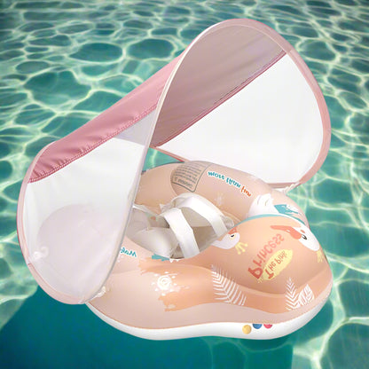Bouée Gonflable à Ombrelle Anti UV pour Bébé Rose - Mon Adorable Bébé