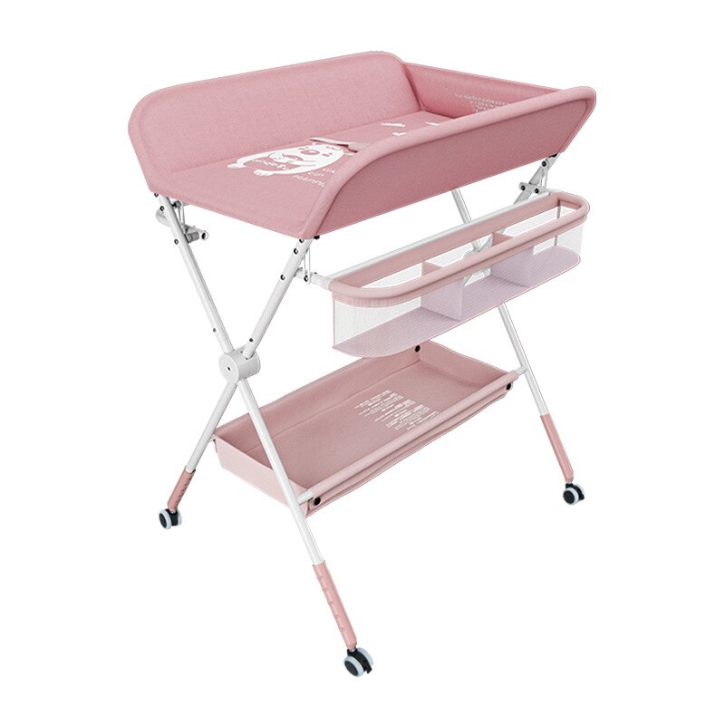 Table à Langer Multifonctionnelle Pliable pour Bébé Rose- Mon Adorable Bébé