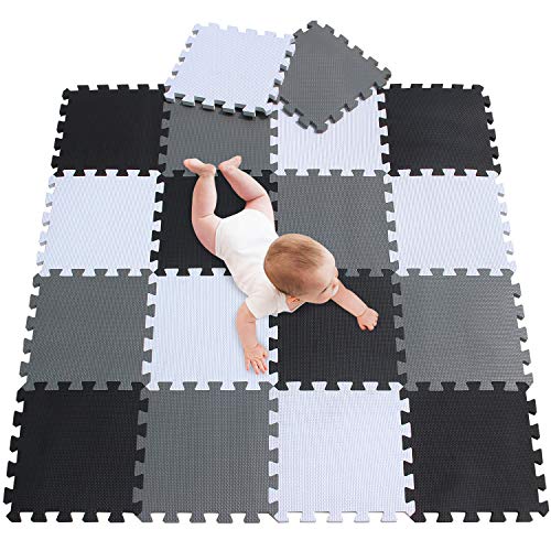 Tapis de Jeu Puzzle Mousse pour Bébé noir gris - Mon Adorable Bébé