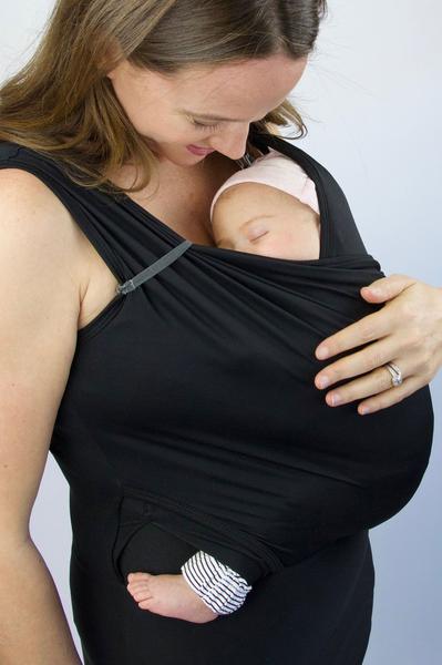 Tee Shirt Porte Bébé débardeur noir pour femme - Mon Adorable Bébé