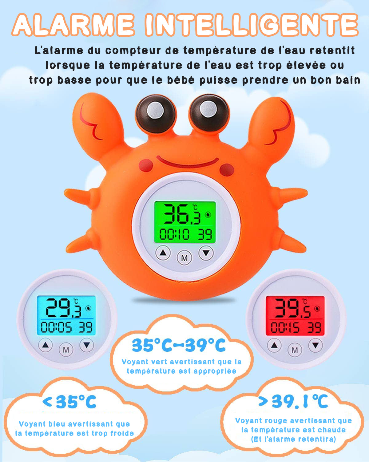Thermomètre de Bain en Forme de Crabe pour Bébé - Mon Adorable
