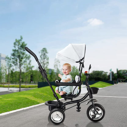Tricycle Évolutif à Pare Soleil avec Poignée de Poussée Réglable - Mon Adorable Bébé