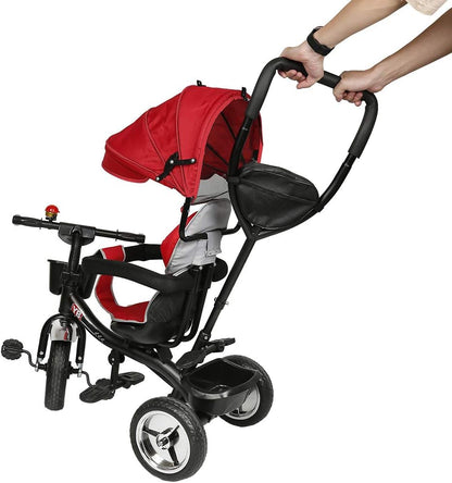 Tricycle Évolutif à Pare Soleil avec Poignée de Poussée Réglable - Mon Adorable Bébé