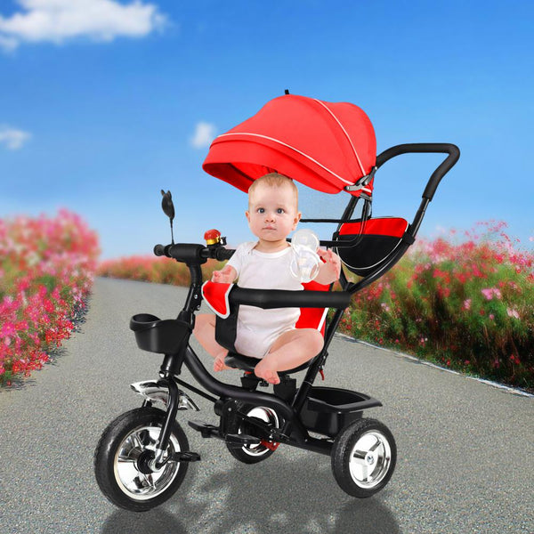 Tricycle Évolutif à Pare Soleil avec Poignée de Poussée Réglable - Mon Adorable Bébé