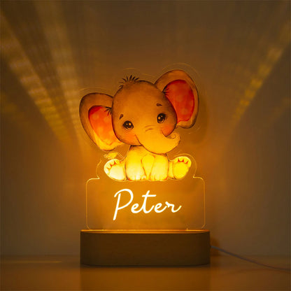 Veilleuse Bébé Personnalisée à Motifs d'Animaux Adorables Elephant - Mon Adorable Bébé