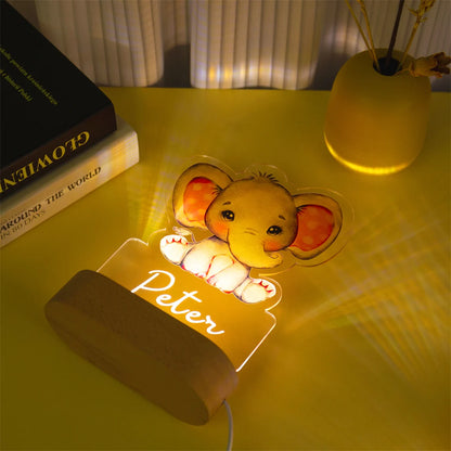 Veilleuse Bébé Personnalisée à Motifs d'Animaux Adorables Elephant - Mon Adorable Bébé