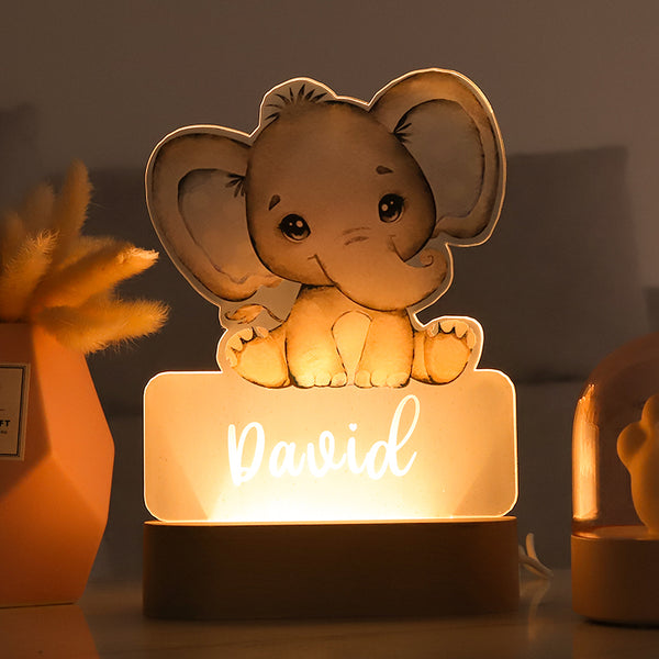 Veilleuse Bébé Personnalisée à Motifs d'Animaux Adorables Elephant - Mon Adorable Bébé