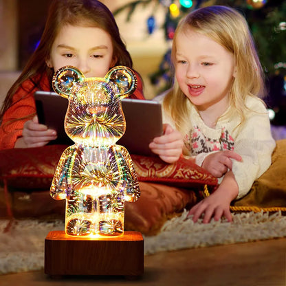 Veilleuse Ours en Verre à Feux d'Artifice 3D - Mon Adorable Bébé