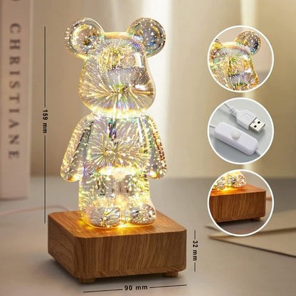 Veilleuse Ours en Verre à Feux d'Artifice 3D - Mon Adorable Bébé