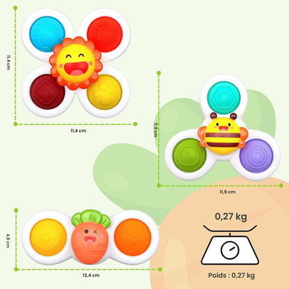 Ventouse Spinner pour Bébé | Pack de 3 Jouets