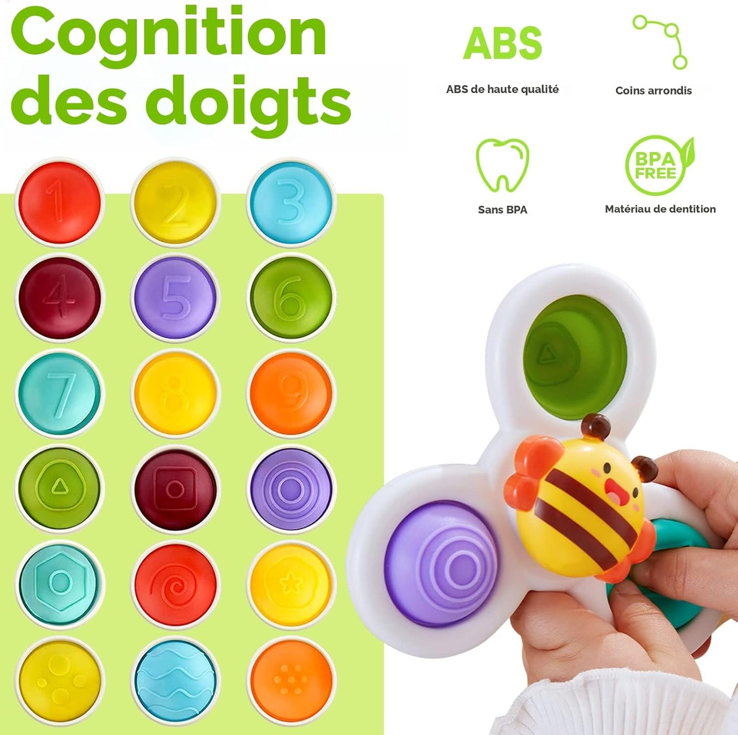 Ventouse Spinner pour Bébé | Pack de 3 Jouets
