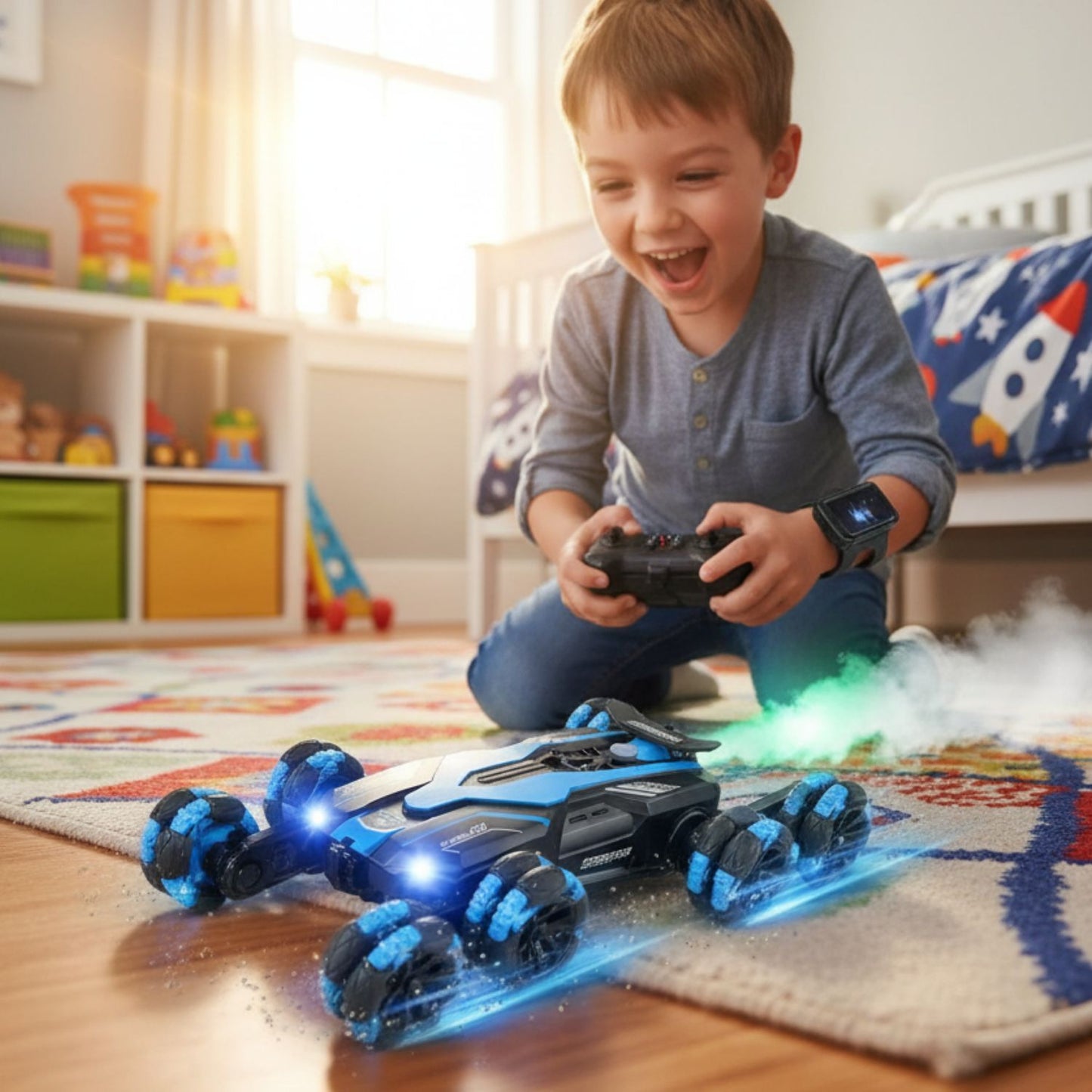 Voiture télécommandée à roues pivotantes – FlexiRacer